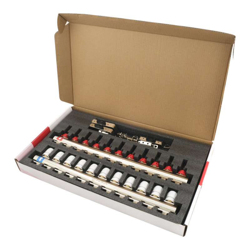 Коллектор Polmark 1"x3/4" 11 выходов с термоклапанами и расходомерами PBMF111 (89862)