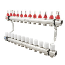 Коллектор Polmark 1"x3/4" 12 выходов с термоклапанами и расходомерами PBMF112 (89863)