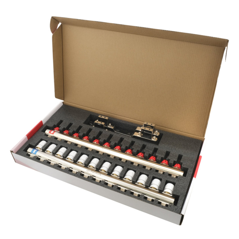 Коллектор Polmark 1"x3/4" 12 выходов с термоклапанами и расходомерами PBMF112 (89863)