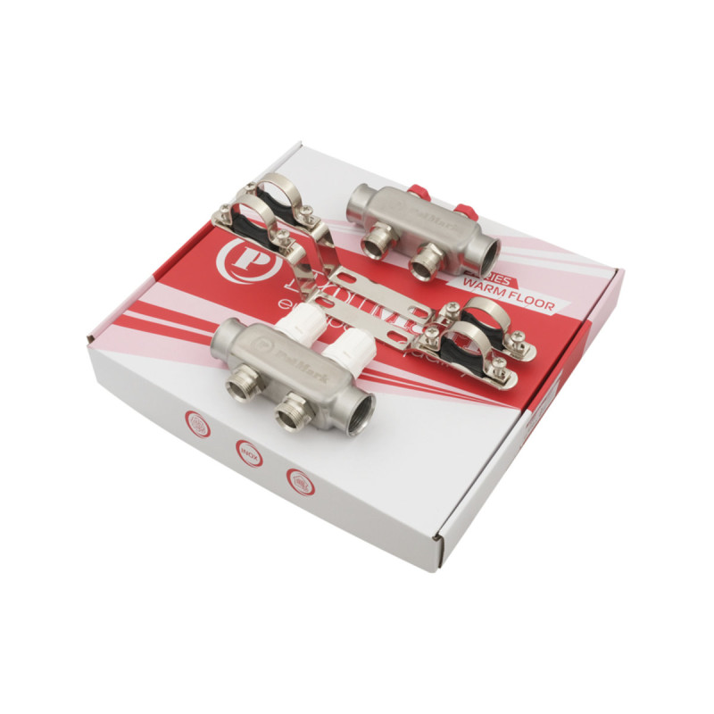 Коллектор Polmark 1"x3/4" 2 выхода с термоклапанами без евроконусов (89238)