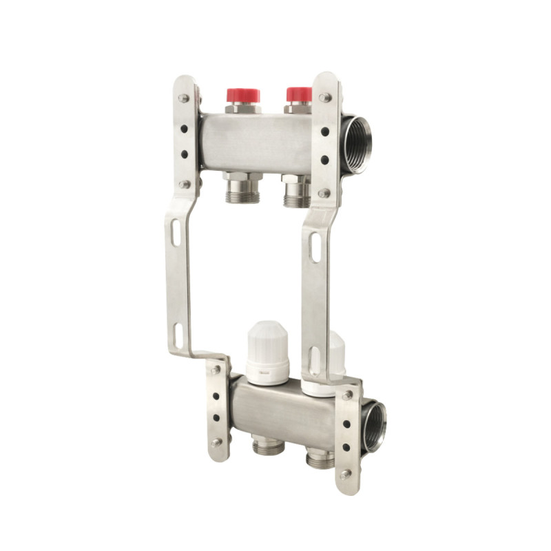 Коллектор Polmark 1"x3/4" 2 выхода с термоклапанами без евроконусов (89238)