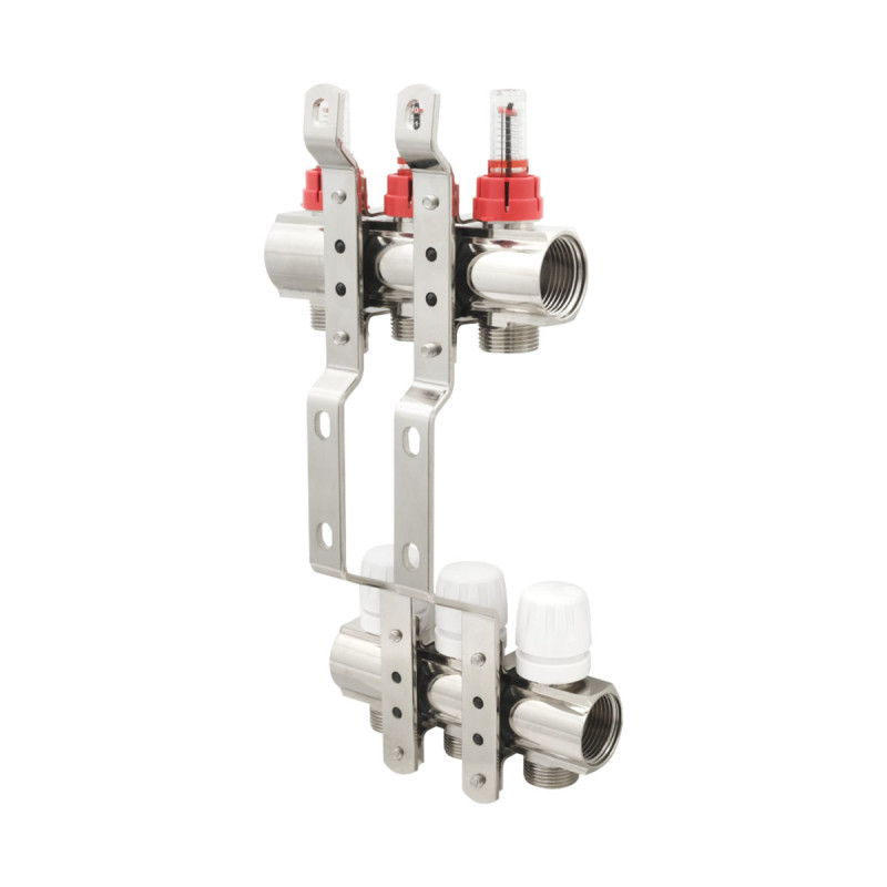 Коллектор Polmark 1"x3/4" 3 выхода с термоклапанами и расходомерами PBMF103 (PBMF103)