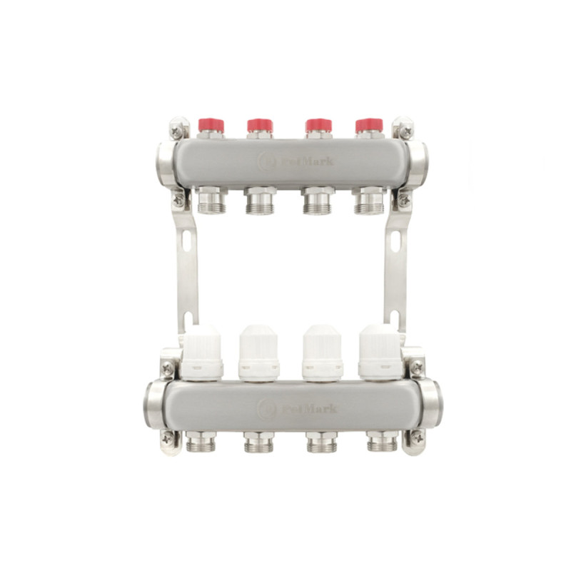 Коллектор Polmark 1"x3/4" 4 выхода с термоклапанами без евроконусов (євроконусів)