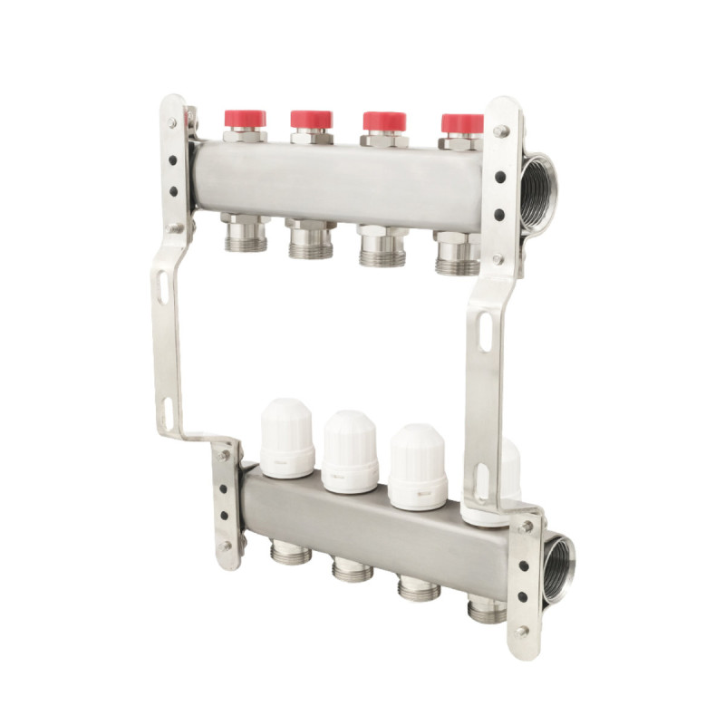 Коллектор Polmark 1"x3/4" 4 выхода с термоклапанами без евроконусов (євроконусів)
