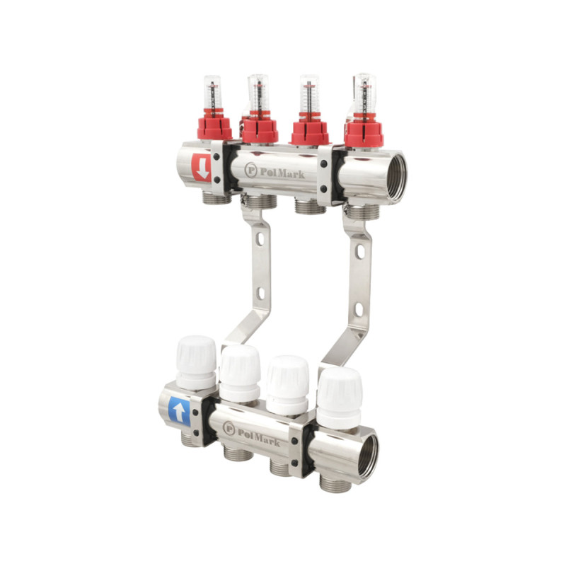 Коллектор Polmark 1"x3/4" 4 выхода с термоклапанами и расходомерами PBMF104 (PBMF104)