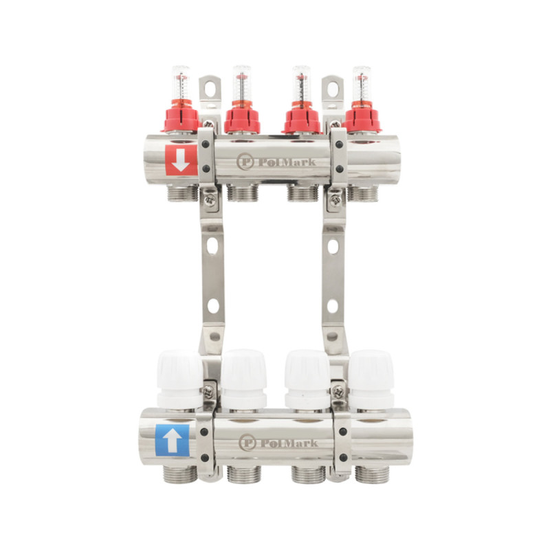 Коллектор Polmark 1"x3/4" 4 выхода с термоклапанами и расходомерами PBMF104 (PBMF104)