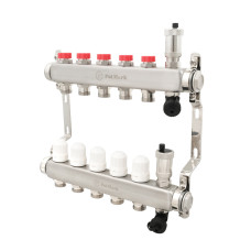 Коллектор Polmark 1"x3/4" 5 выходов с воздуховодом с термоклапанами без евроконусов (євроконусів)