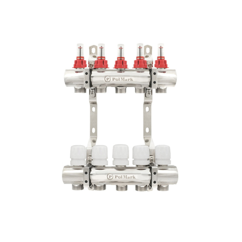 Коллектор Polmark 1"x3/4" 5 выходов с термоклапанами и расходомерами PBMF105 (PBMF105)