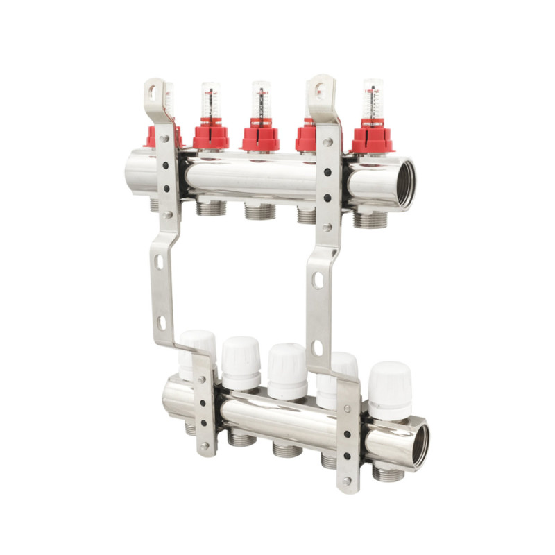 Коллектор Polmark 1"x3/4" 5 выходов с термоклапанами и расходомерами PBMF105 (PBMF105)