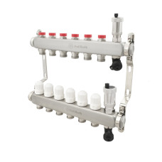 Коллектор Polmark 1"x3/4" 6 выходов с воздуховодом с термоклапанами без евроконусов (євроконусів)