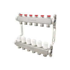 Коллектор Polmark 1"x3/4" 6 выходов с термоклапанами без евроконусов (євроконусів)