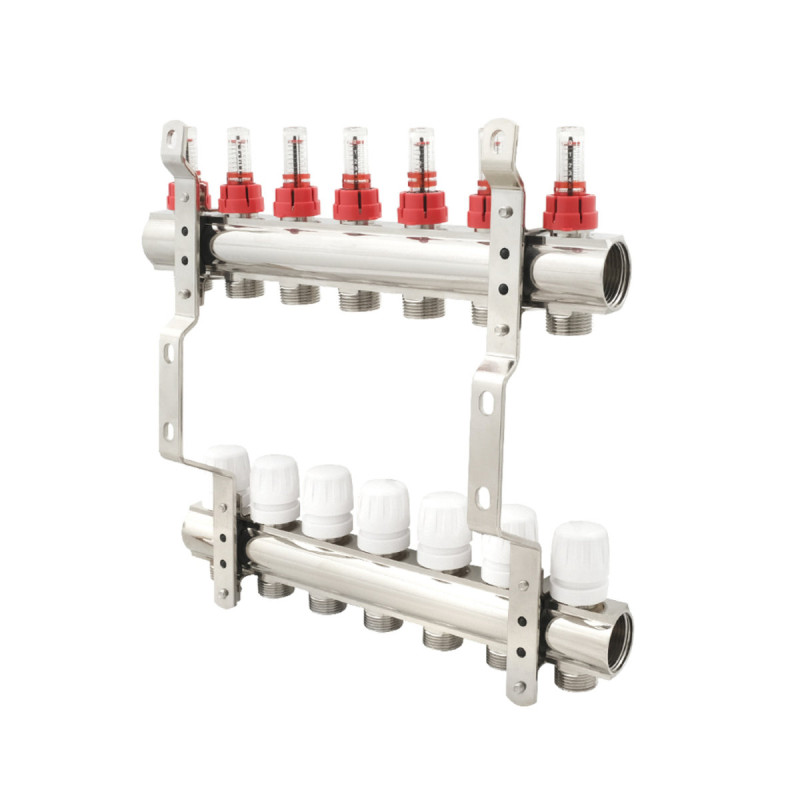 Коллектор Polmark 1"x3/4" 7 выходов с термоклапанами и расходомерами PBMF107 (PBMF107)