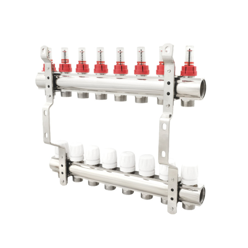 Коллектор Polmark 1"x3/4" 8 выходов с термоклапанами и расходомерами PBMF108 (PBMF108)