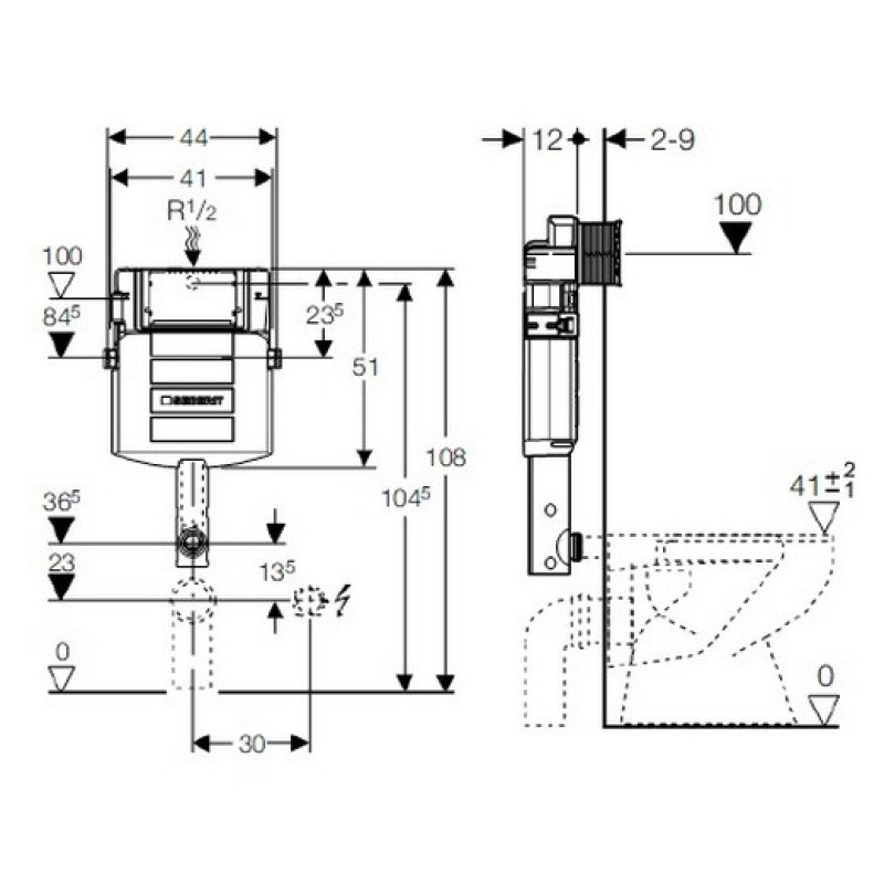 Geberit 109.300.00.5 UP320 бачок прихованого монтажу Sigma 12см