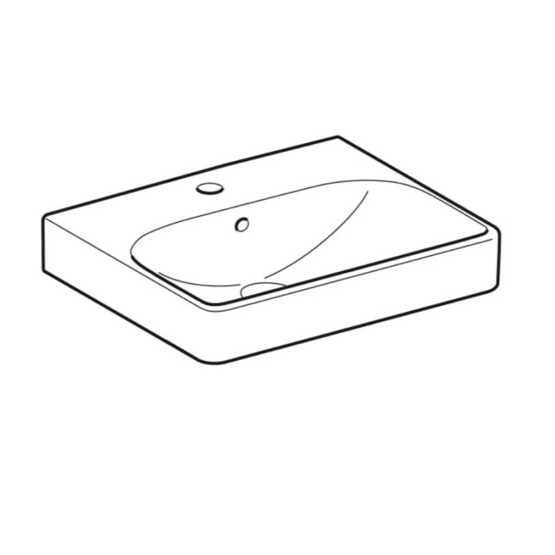 Geberit 500.256.01.1 Smyle Square Раковина 50см, з 1 отв. під зміш., з переливом, колір білий глянець