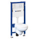 Geberit 118.315.11.1 Комплект Duofix PRO 20, інсталяція для підв.унітазу Delta 12см із кріпленням до стіни, підвісний унітаз Idol із сидінням Duroplast, змивна клавіша Delta01: Білий глянець