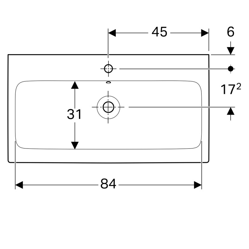 Geberit 124090000 iCon Умывальник 90 см, с 1 отв.под смеситель, с переливом, цвет белый глянец
