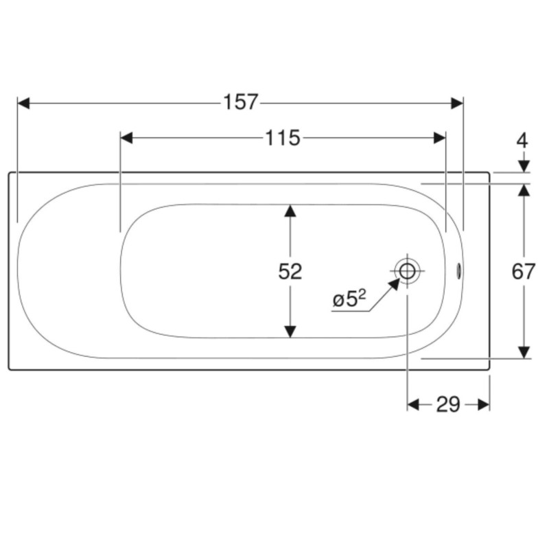 Geberit 554.014.01.1 Ванна прямокутна Soana, Slim rim, з ніжками 170*75 см
