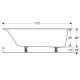 Geberit 554.014.01.1 Ванна прямокутна Soana, Slim rim, з ніжками 170*75 см