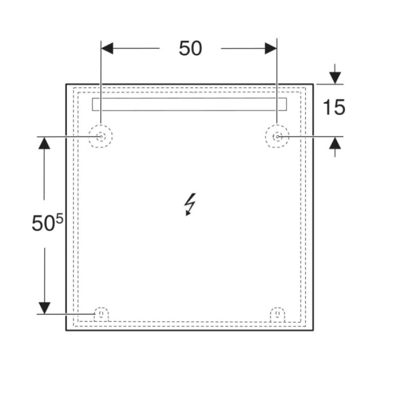 Geberit 502.806.00.1 Option Basic Square Зеркало -70см, подсветка сверху по горизонтали
