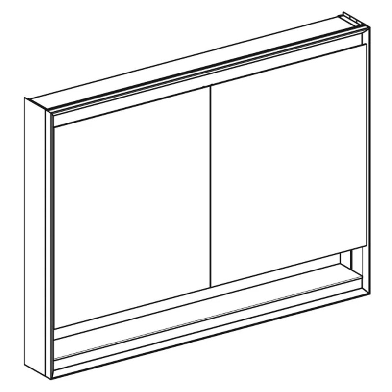 Geberit 505.835.00.2 Дзеркальна шафа ONE із нішею й функцією ComfortLight і двома дверима, зовнішній монтаж, 90х120см, Білий / Алюміній із порошковим покриттям