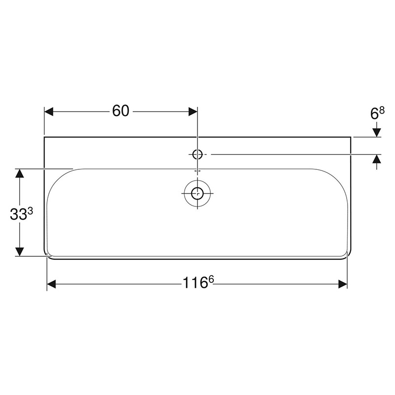 Geberit 500.226.01.1 Smyle Square Раковина 120см, з 1 отв.під зміш., з переливом, колір білий глянець