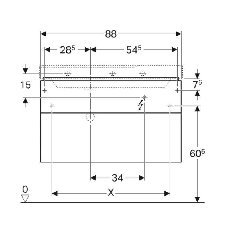 Geberit 500.515.00.1 Xeno2 Шафка для асиметричної раковини -90см, з двома шухлядами, колір сірувато-бежевий мат