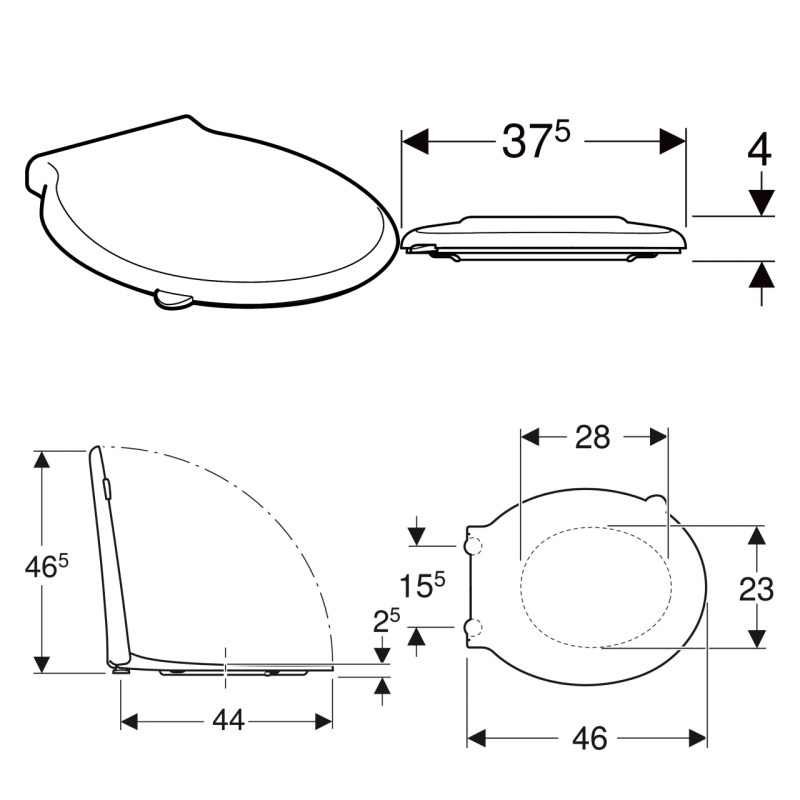 Geberit 502.791.00.1 Selnova Comfort Сидіння відкрите з кришкою для людей з обмеженими фізичними можливостями, Duroplast, колір білий
