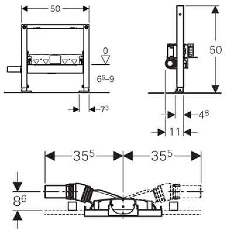 Geberit 111.593.00.1 Duofix монтажний елемент для душу, для висоти стяжки 65-90 мм