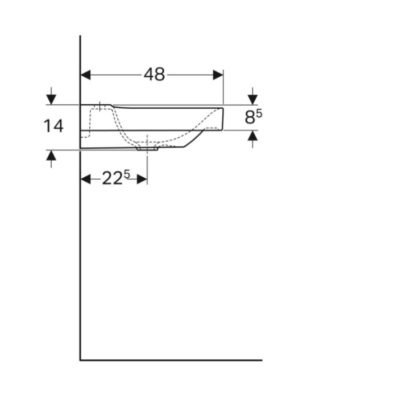 Geberit 500.533.01.1 Xeno2 Раковина 90см з полицею справа, з 1 отв.під зміш., без переливу,покриття KeraTect, колір білий глянець