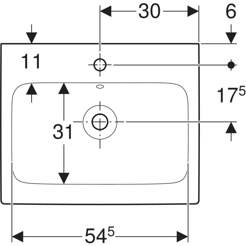 Geberit 124060000 iCon Умывальник 60 см, с 1 отв.под смеситель, с переливом, цвет белый глянец