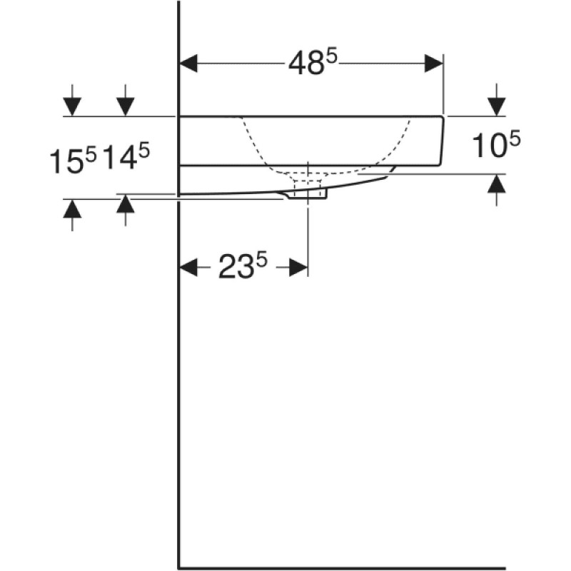 Geberit 124060000 iCon Умывальник 60 см, с 1 отв.под смеситель, с переливом, цвет белый глянец