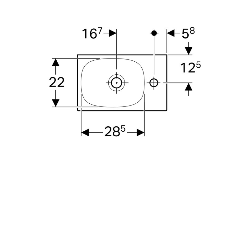 Geberit 500.635.01.2 Acanto раковина 40 см, отверстие справа, без перелива, белый