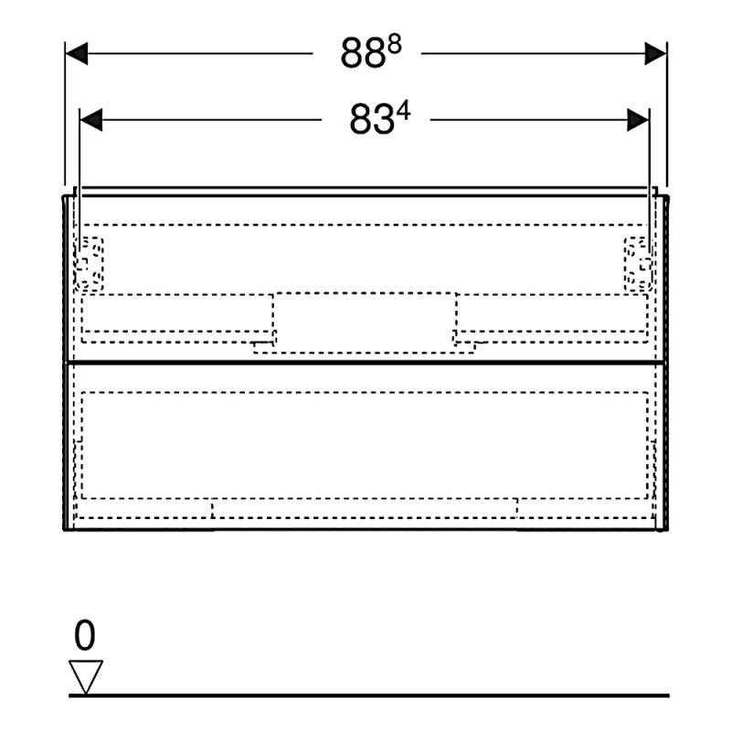 Geberit 505.263.00.5 Шафка для умивальника ONE, з двома шухлядами 90см, Дуб
