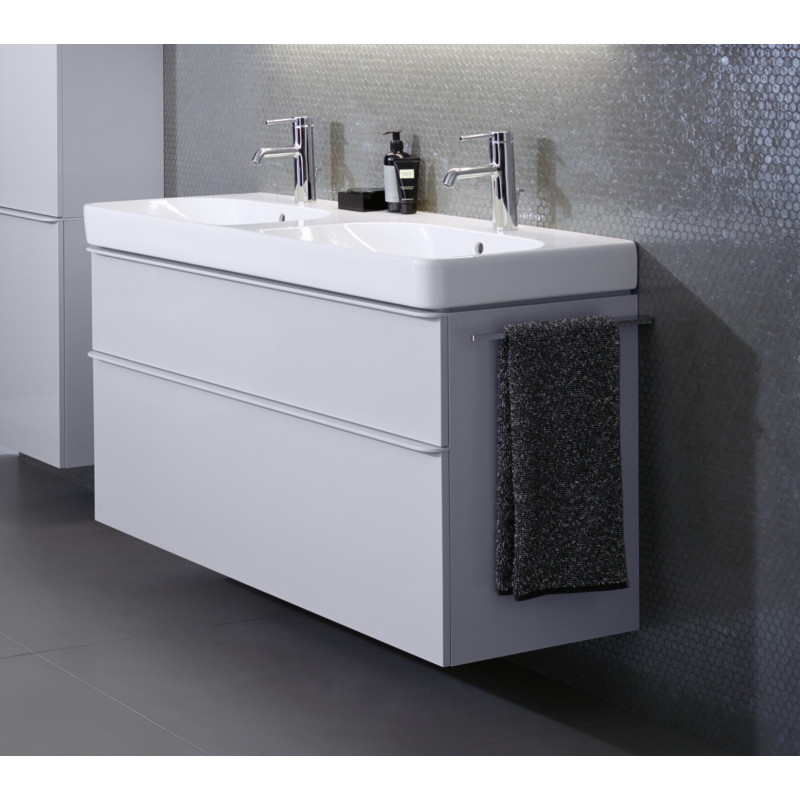 Geberit 500.223.01.1 Smyle Умивальник меблевий 120см, 2 чаші, з 2 отворами під зміш., колір білий глянець