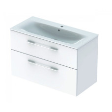 Geberit 501.244.00.1 Selnova Square Комплект меблів для ванної кімнати: тумба під раков.100см з 2-ма шухлядами + раковина slim rim з 1отв.під зміш. та переливом, колір білий глянець