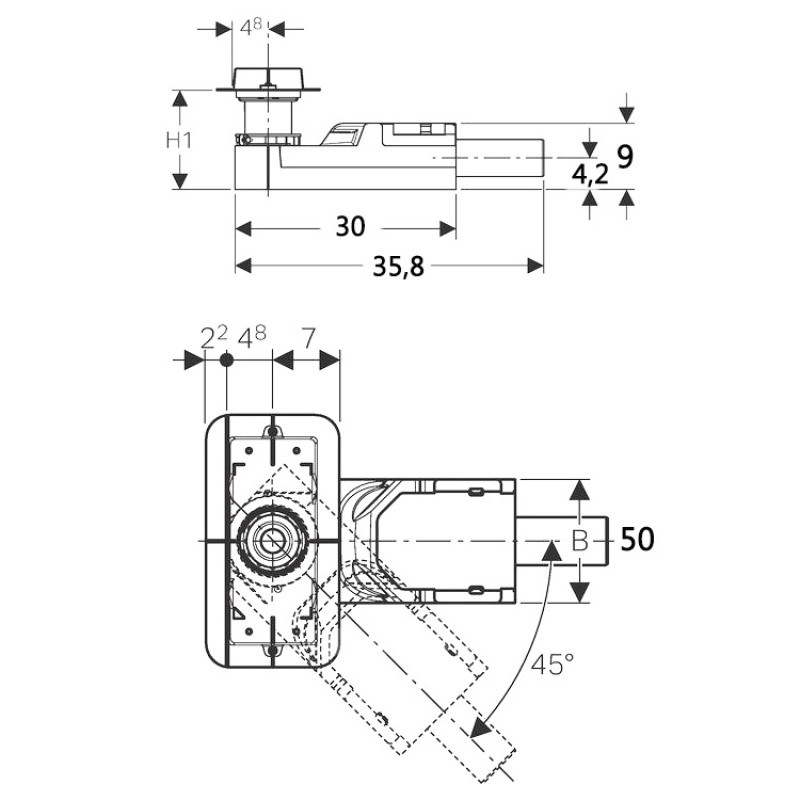 Geberit 154.150.00.1 CleanLine Сифон для душевых каналов, для высоты выравнивающей стяжки на трапе 90–220 мм