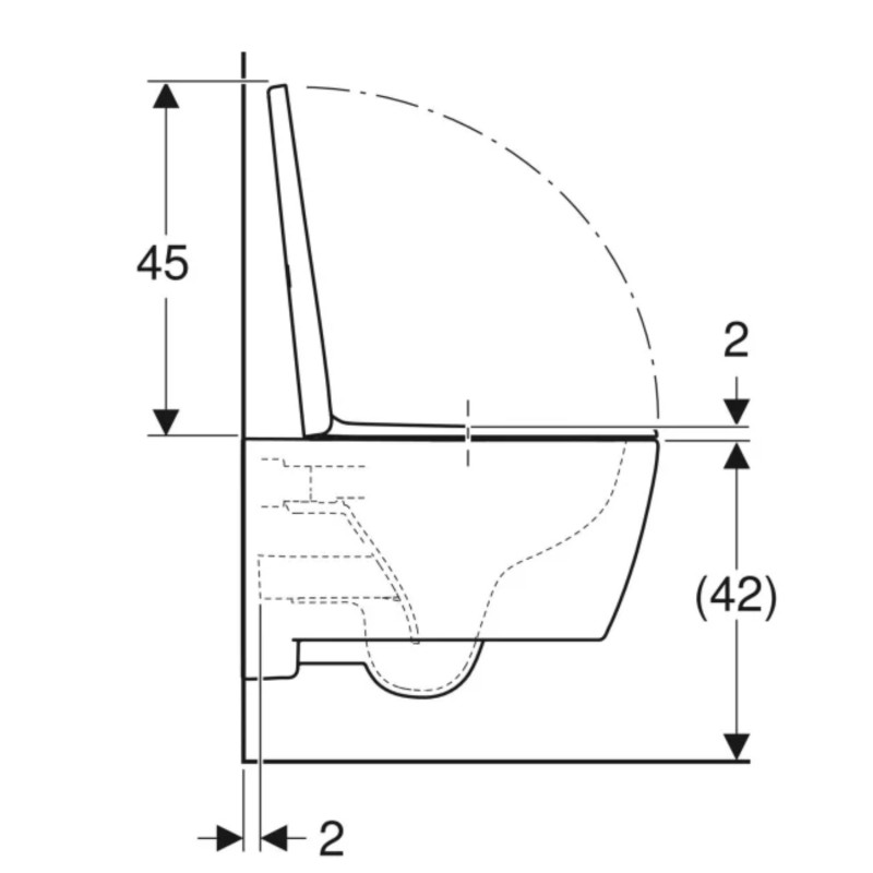 Geberit 501.664.00.1 Комплект подвесного унитаза iCon воронкообразный, закрытая форма, Rimfree, с сиденьем с крышкой: T = 53см, Функция плавного опускания = Да, Быстроразъемные крепежные шарниры = Замыкается, Крепление = Сверху, Белый