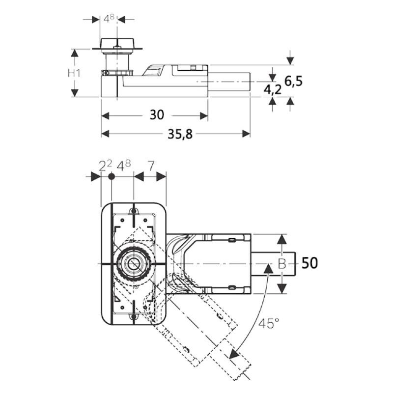 Geberit 154. 152.00.1 CleanLine Сифон до душових каналів, для висоти вирівнювальної стяжки на трапі 65–90 мм