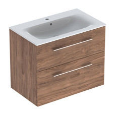 Geberit 501.242.00.1 Selnova Square Комплект меблів для ванної кімнати: тумба під раков.80см з 2-ма шухлядами + раковина slim rim з 1отв.під зміш. та переливом, колір горіх темний