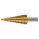 SIGMA Сверло по металлу ступенчатое HSS-TIN титановое с прямой канавкой Ø4-20мм, шаг 2мм (блистер) (1186051)