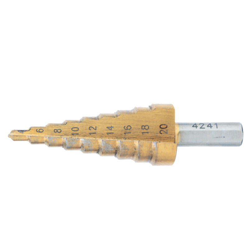 SIGMA Сверло по металлу ступенчатое HSS-TIN титановое с прямой канавкой Ø4-32мм, шаг 2мм (блистер) (1186081)