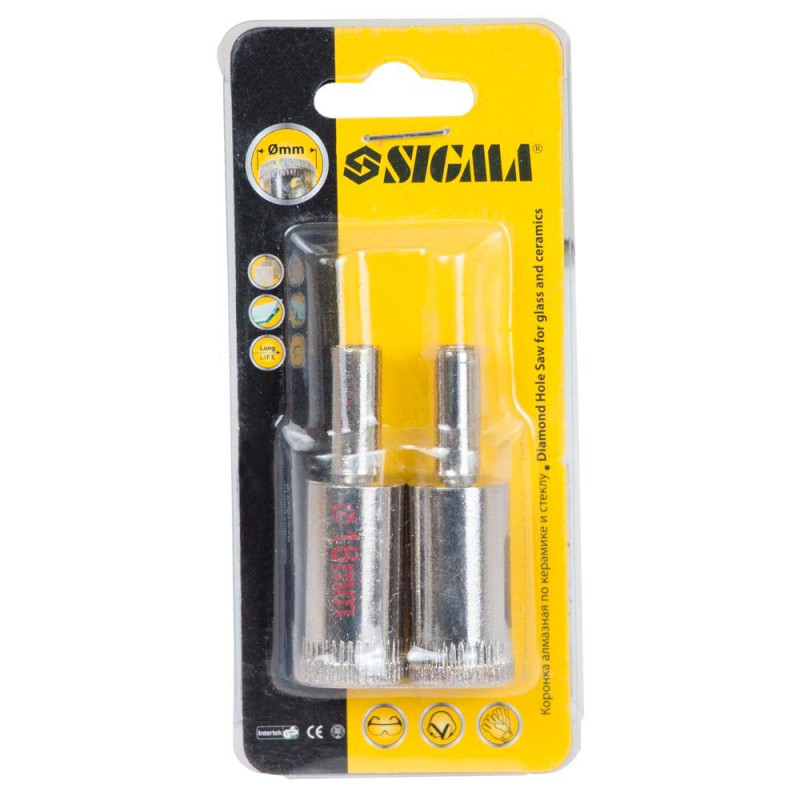 SIGMA Коронки алмазные по керамике и стеклу Ø16мм (КРАТНО 2шт) (1541161) (2 шт)