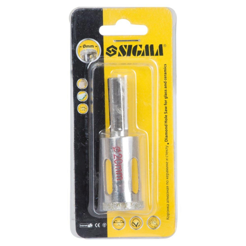 SIGMA Коронка алмазная по керамике и стеклу Ø20мм (1541201)