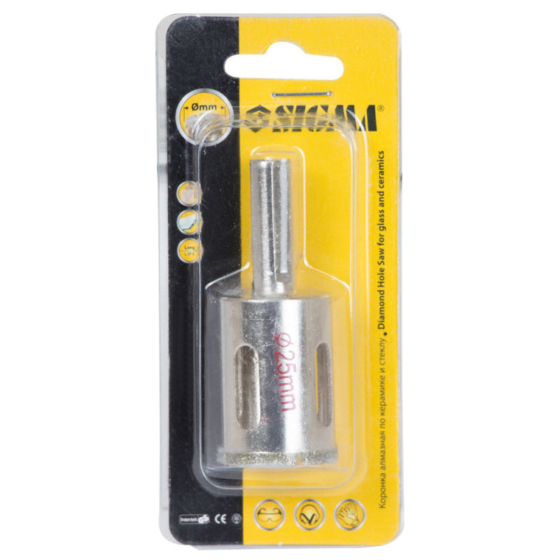 SIGMA Коронка алмазная по керамике и стеклу Ø25мм (1541251)