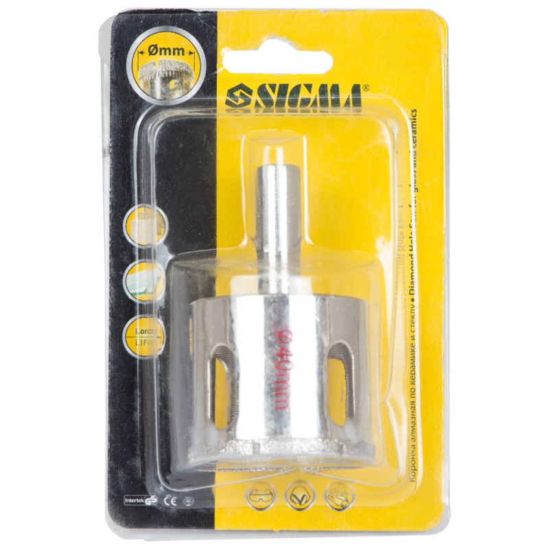 SIGMA Коронка алмазная по керамике и стеклу Ø40мм (1541401)