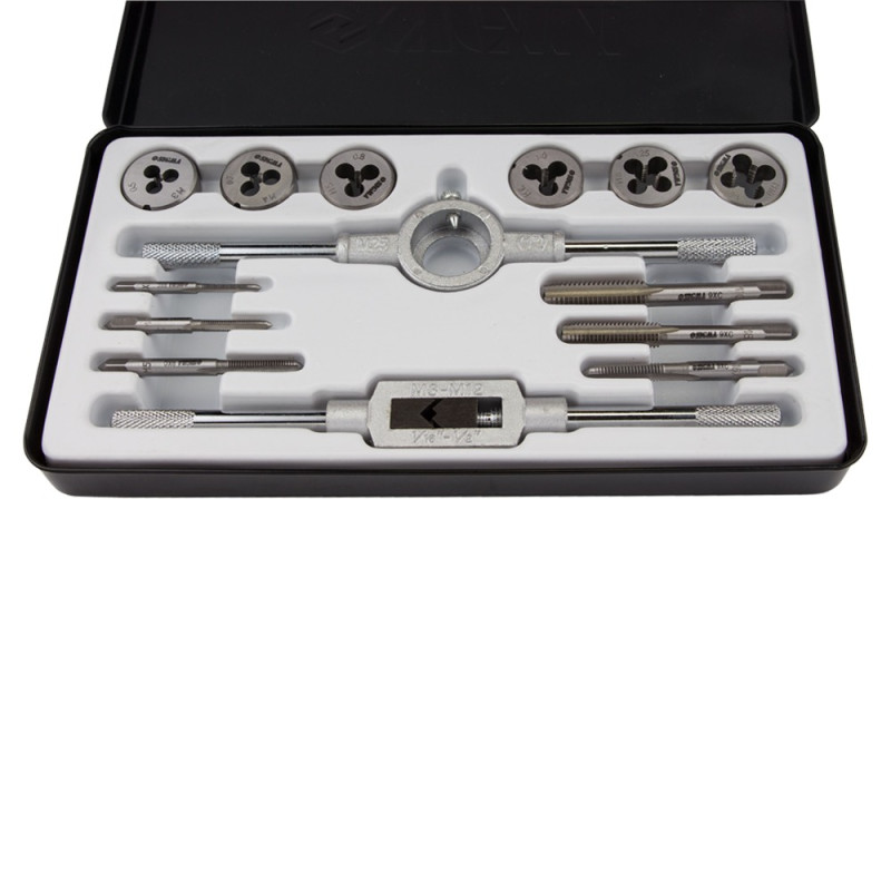 SIGMA Набор плашек и метчиков 14 предметов (металлический кейс) (1643071)