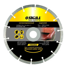 SIGMA Круг отрезной алмазный сегментированный Ø230×2.6×22.2мм, 6600об/мин (1922071)