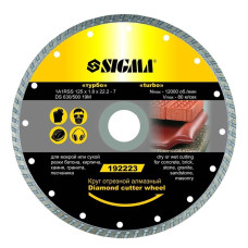 SIGMA Круг отрезной алмазный "Турбо" Ø110×1.8×22.2мм, 12000об/мин (1922211)