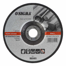 SIGMA Круг зачистный по металлу Ø150×6.0×22.2мм, 10200об/мин (1931411)